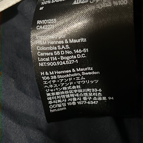 LOGG H&M Navy Dotted Long Sleeve Button Down Short Sz 8-9Y - Picture 3 of 5